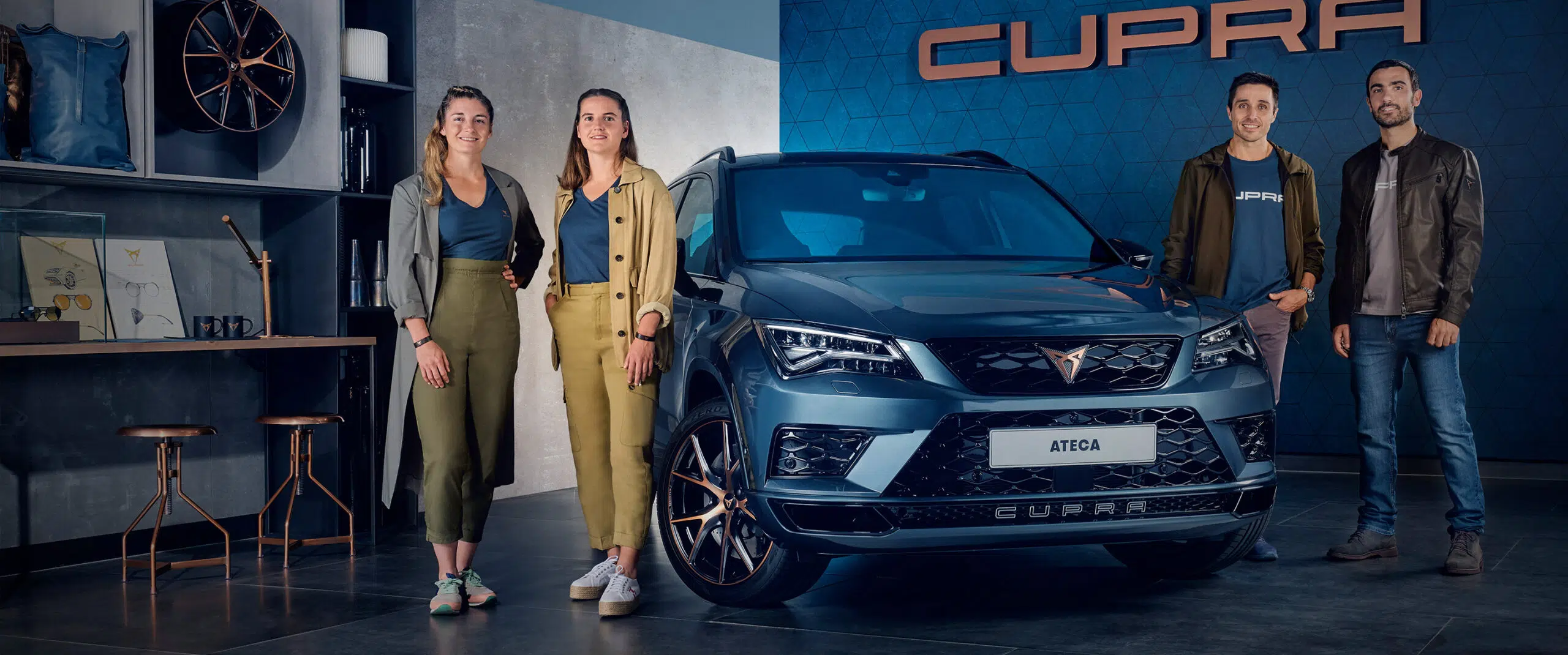 CUPRA Ateca front view with padel players