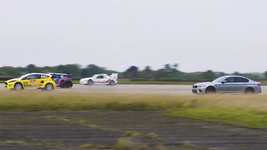 BMW M5 vs Ford Fiesta vs MINI Cooper vs Ford RS200