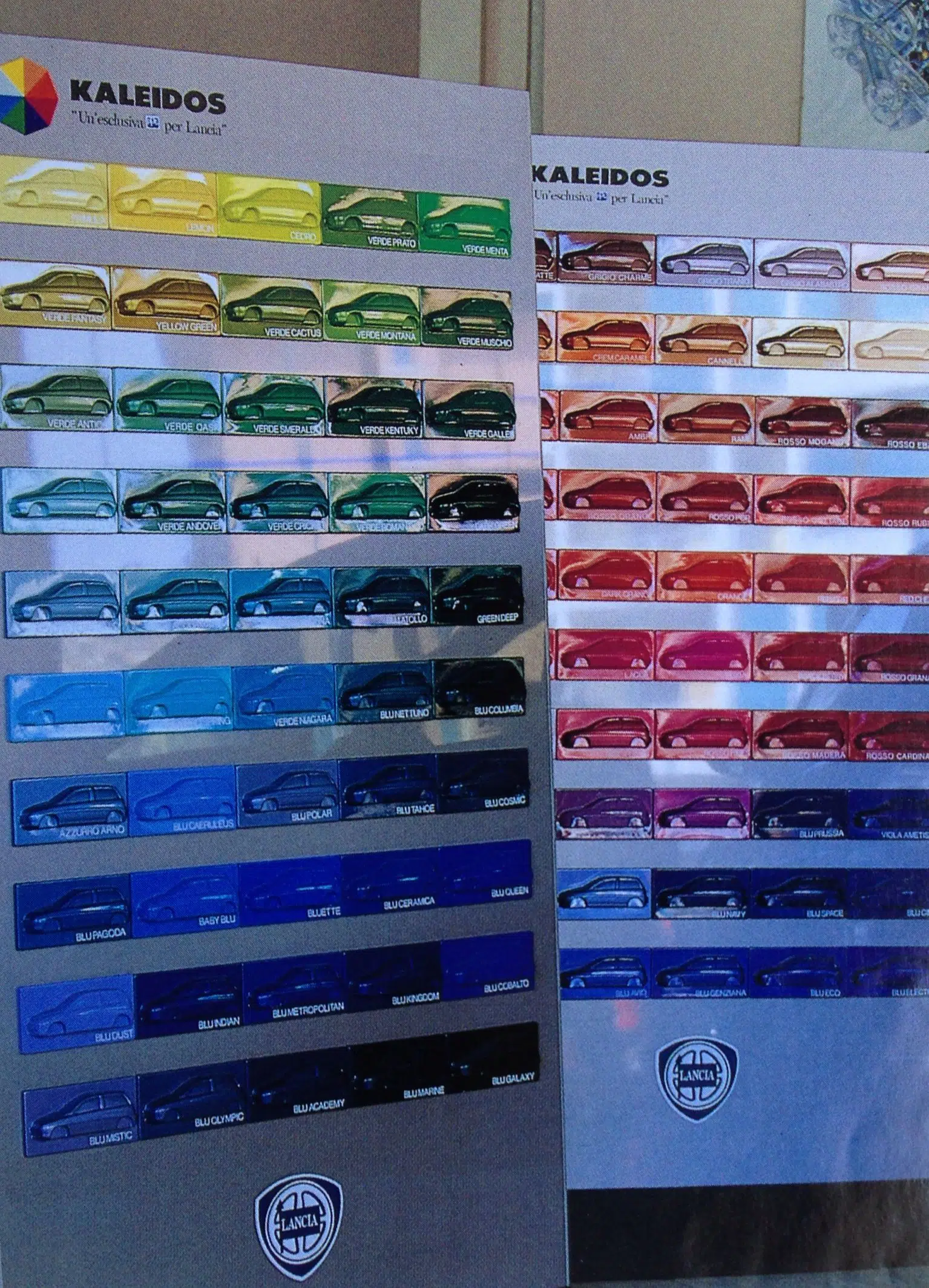 Mostruário de cores do Lancia Y