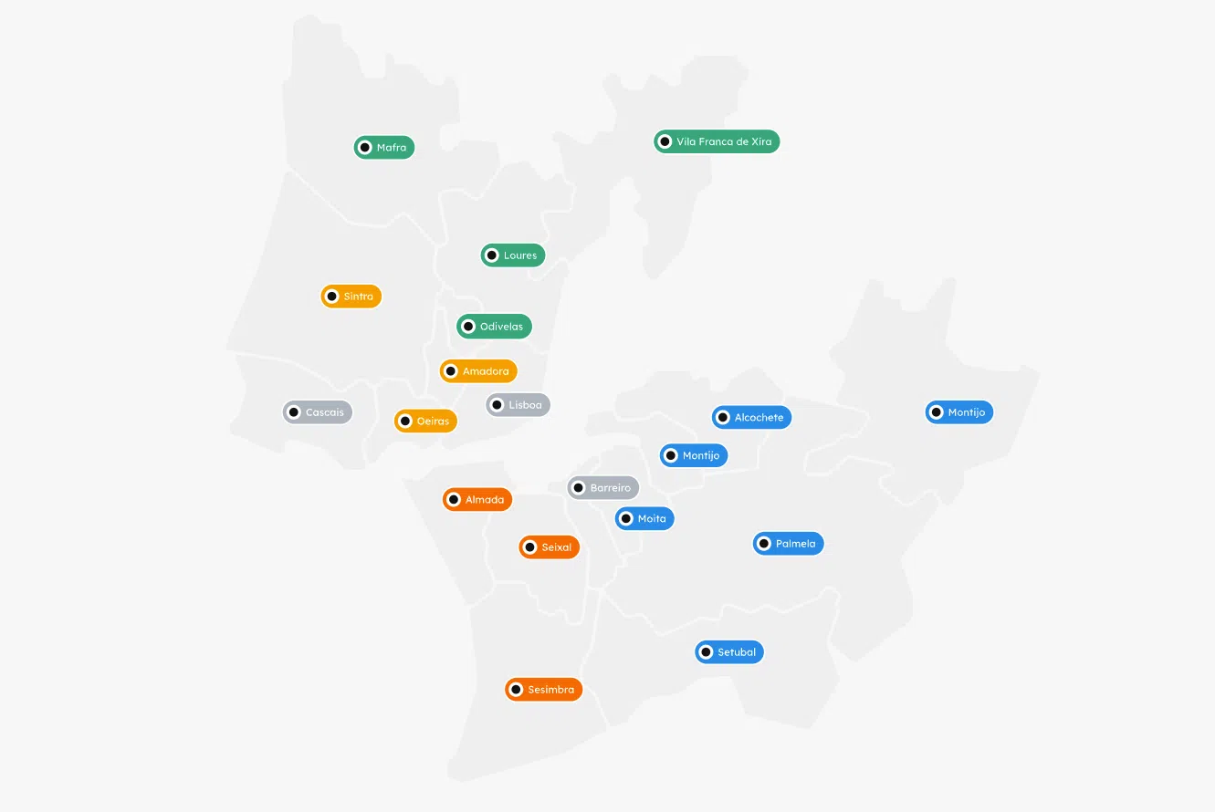 Mapa áreas Carris Metropolitana