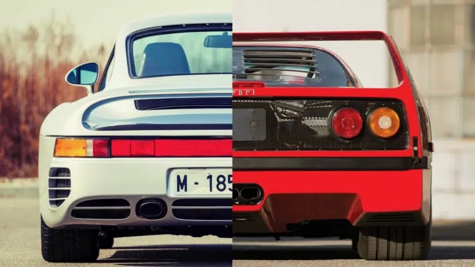 Porsche 959 e Ferrari F40 de traseira