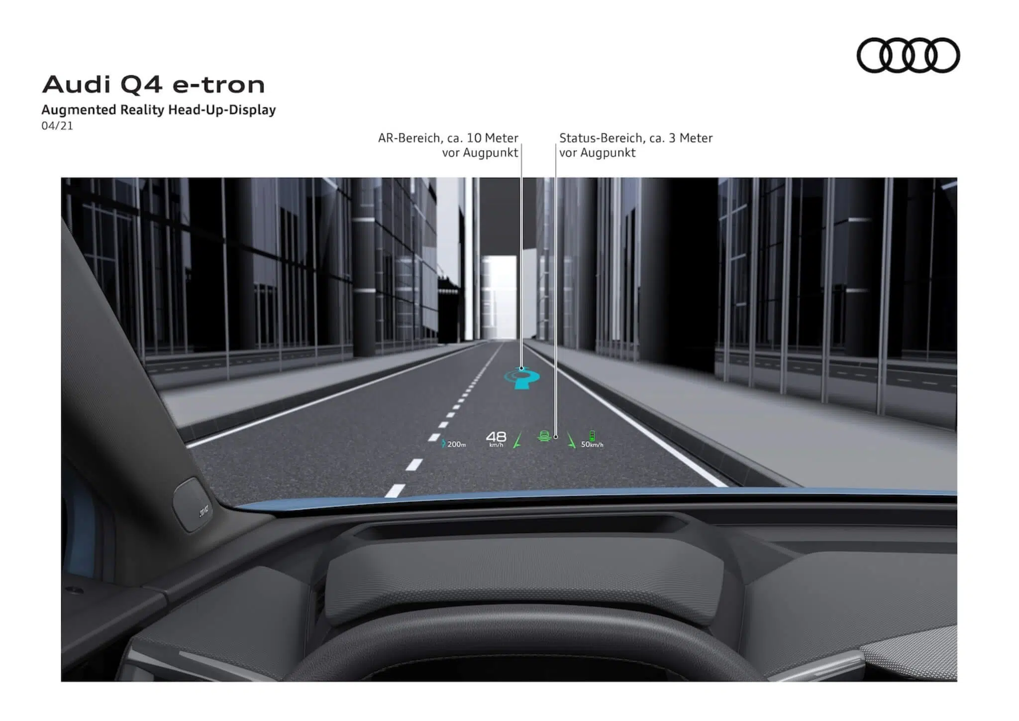 Head-up display com Realidade Aumentada no Audi Q4 e-tron