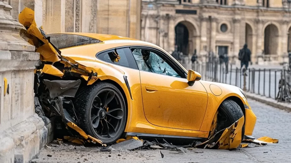 Porsche 911 GT3 destruído gerado por inteligência artificial