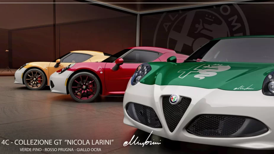 três alfa romeo 4c nicola larini, vista das frentes