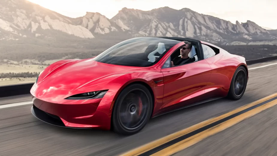 Tesla Roadster em estrada