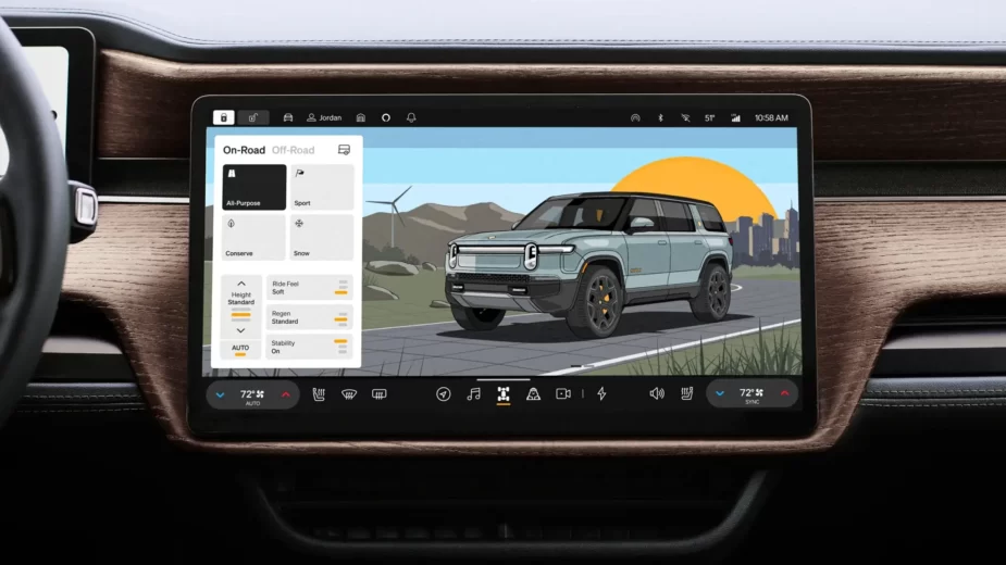 Rivian - ecrã central de infoentretenimento