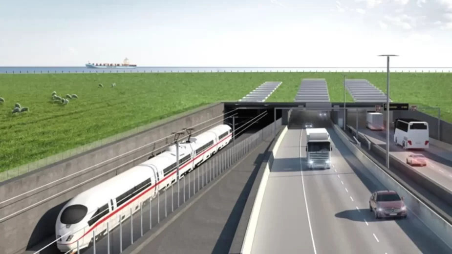 Fehmarnbelt Fixed Link, túnel imerso rodiviário, plano 3d